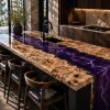 Handcrafted Epoxy Kitchen Countertop with French Poplar and Purple epoxy resin in a River design SKU EKT002