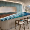 Designer Ocean Beach Epoxy Kitchen Countertop made with Walnut and Ocean Beach epoxy resin reference EKT022