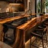 Luxury River Epoxy Kitchen Countertop crafted from Walnut and Grey epoxy resin SKU EKT025