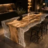 Luxury Waterfall Epoxy Kitchen Countertop crafted from French Poplar and Glacier White epoxy resin SKU EKT029