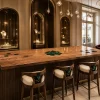 Made-to-order Modern Luxury with Art Deco Influences Epoxy Kitchen Countertop in Walnut and Green epoxy resin model EKT030