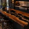 Handcrafted Epoxy Kitchen Countertop with Walnut and Black epoxy resin in a River design SKU EKT059