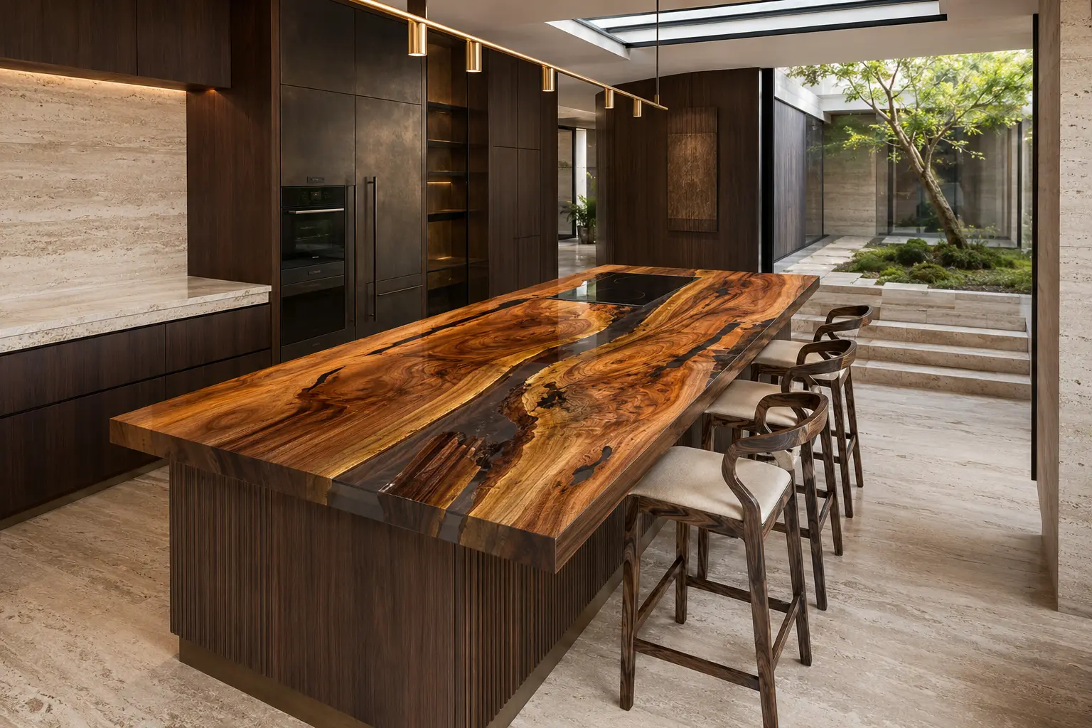 Olive Wood Epoxy Live Edge Countertop with Crystal Clear Epoxy | ELET004