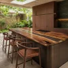 Bespoke Black Walnut Epoxy Live Edge Countertop with Black Epoxy | ELET009