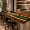 Walnut With Stone Epoxy Live Edge Countertop with Green Epoxy | ELET012
