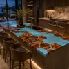 Walnut Epoxy Live Edge Countertop with Blue Epoxy | ELET034