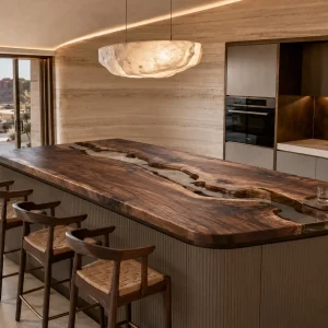 Premium Black Walnut Epoxy Live Edge Countertop | ELET036