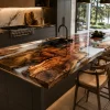 Walnut Epoxy Live Edge Countertop with White Epoxy | ELET056