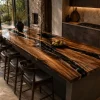 Walnut Epoxy Live Edge Countertop with Black Epoxy | ELET059