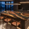 Bespoke Walnut Epoxy Live Edge Countertop with Black Epoxy | ELET060