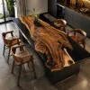 Luxury Walnut Epoxy Live Edge Countertop with Black Epoxy | ELET061