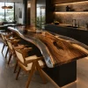 Commercial Epoxy Live Edge Countertop in Walnut with Crystal Clear Epoxy | ELET062