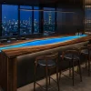 Made-to-order With LED Epoxy River Countertop in Walnut and Blue epoxy resin model ERC003