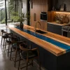 Handcrafted Epoxy River Countertop with Walnut and Blue epoxy resin SKU ERC009