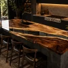 Made-to-order Epoxy River Countertop in Walnut and Black epoxy resin model ERC014