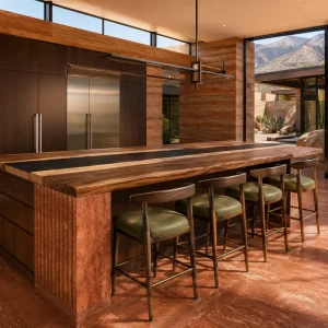 Handcrafted Epoxy River Countertop with Walnut and Black epoxy resin in a Waterfall design SKU ERC028