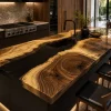 Premium custom Epoxy River Countertop made from Walnut with Black epoxy resin Live Edge SKU ERC036