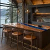 Premium custom Epoxy River Countertop made from Walnut with Blue epoxy resin Live Edge SKU ERC042