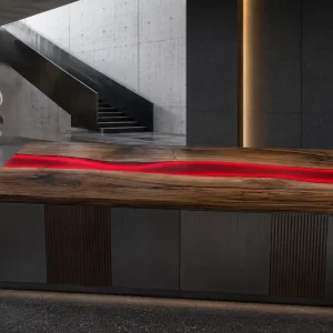Premium custom Epoxy River Countertop made from Walnut with Red epoxy resin SKU ERC046