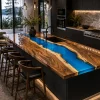 Made-to-Order Walnut Epoxy River Countertop featuring Blue epoxy resin product ERC056
