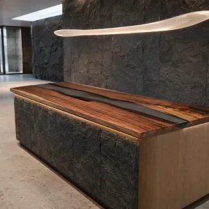 Designer Black Walnut Epoxy River Countertop featuring Black epoxy resin product ERC058