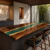 Premium custom Epoxy River Countertop made from Walnut with Green epoxy resin SKU ERC060