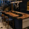 Handcrafted Epoxy River Countertop with Walnut and Black epoxy resin in a Live Edge design SKU ERC070