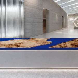 Custom French Poplar Live Edge Solid Color Epoxy Countertop with Blue Epoxy SCET001