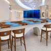 Custom Walnut Ocean Beach Solid Color Epoxy Countertop with Blue Epoxy SCET003