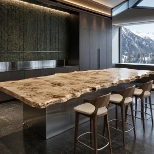 Custom French Poplar Live Edge Solid Color Epoxy Countertop SCET008