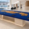 Custom French Poplar Ocean Beach Solid Color Epoxy Countertop with Blue Epoxy SCET010