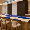 Custom French Poplar Live Edge Solid Color Epoxy Countertop with Blue Epoxy SCET016