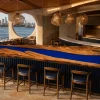 Custom Olive Wood River Solid Color Epoxy Countertop with Blue Epoxy SCET020
